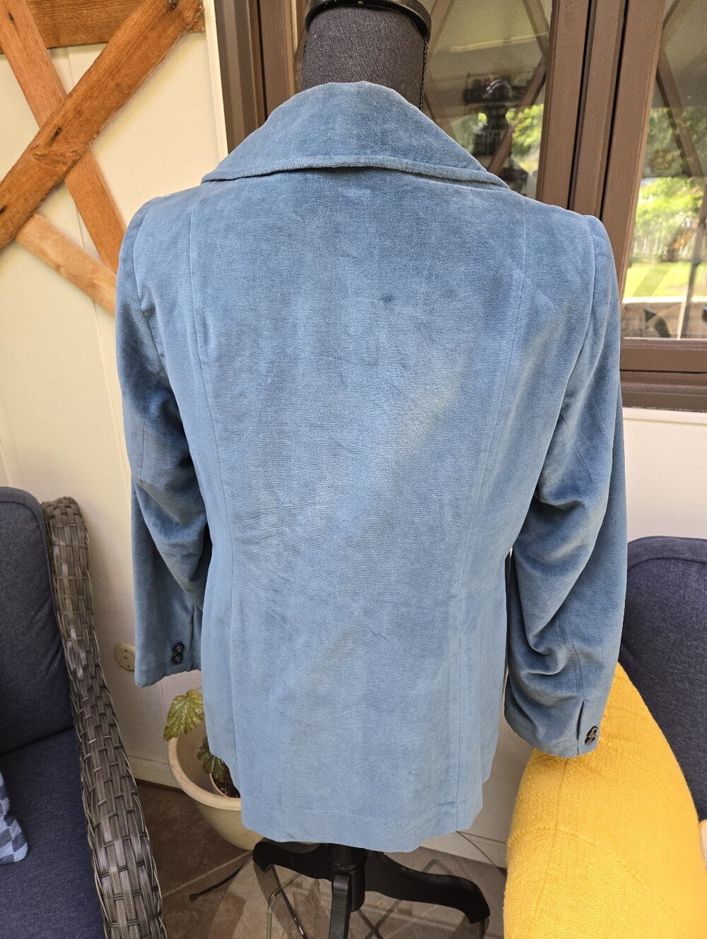 Vintage 70s Ladies' Velvet Blazer - Marine Blue - Picture 2 of 6